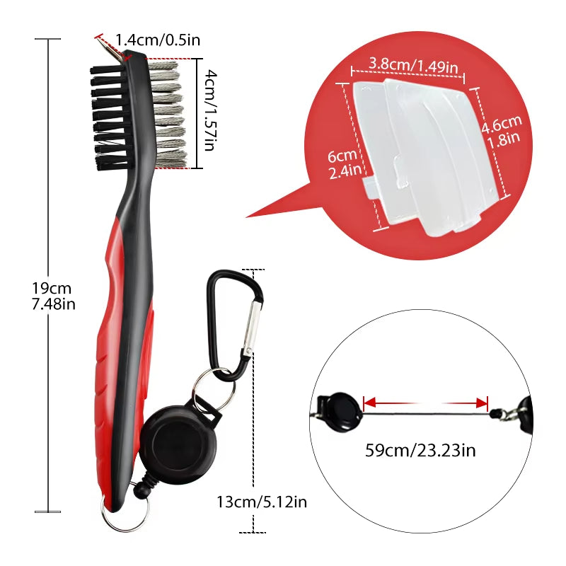 2-Sided Golf Club Groove Cleaning Brush – Iron, Wedge & Putter Cleaner Tool for Deep Groove Cleaning
