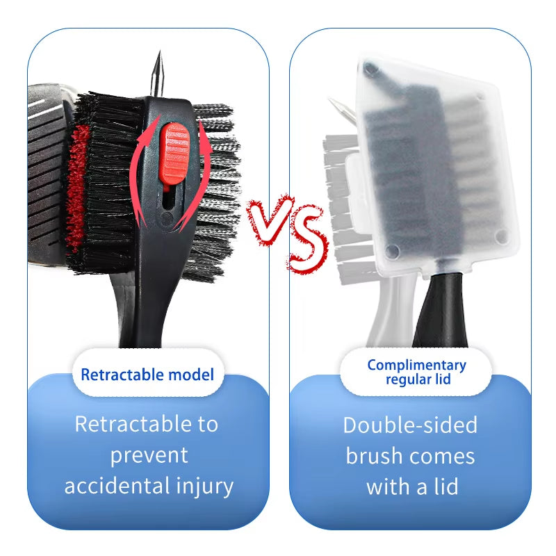 2-Sided Golf Club Groove Cleaning Brush – Iron, Wedge & Putter Cleaner Tool for Deep Groove Cleaning