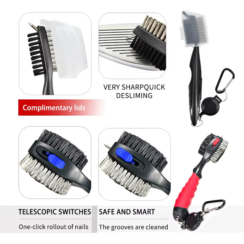 2-Sided Golf Club Groove Cleaning Brush – Iron, Wedge & Putter Cleaner Tool for Deep Groove Cleaning