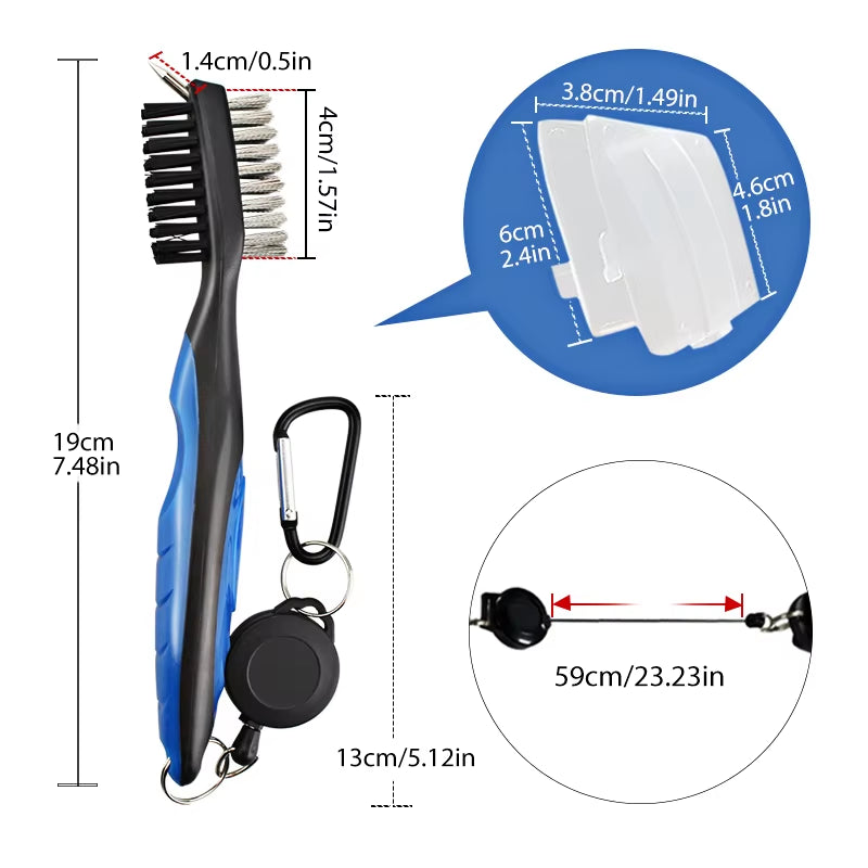 2-Sided Golf Club Groove Cleaning Brush – Iron, Wedge & Putter Cleaner Tool for Deep Groove Cleaning