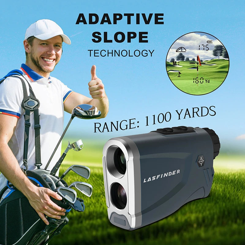 1000Y Laser Rangefinder with Slope Flag Lock Yard/M Golf Range Finder with Vibration 6X Distance Meter Angle Measure for Hunting