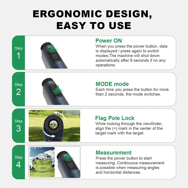 1000Y Laser Rangefinder with Slope Flag Lock Yard/M Golf Range Finder with Vibration 6X Distance Meter Angle Measure for Hunting