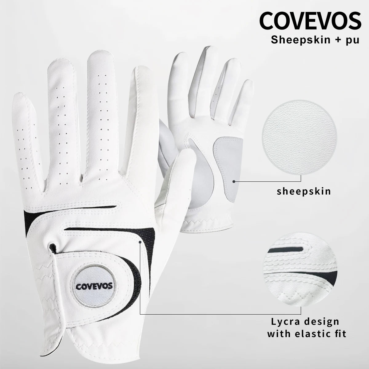 1 Piece High-Quality PU + Premium Lambskin Golf Glove