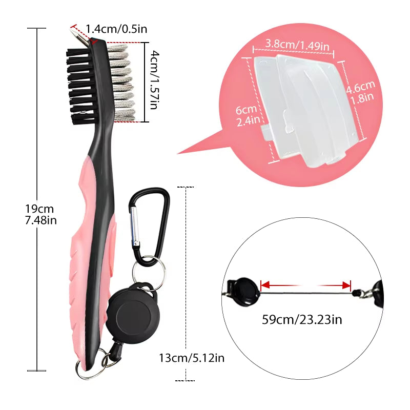 2-Sided Golf Club Groove Cleaning Brush – Iron, Wedge & Putter Cleaner Tool for Deep Groove Cleaning