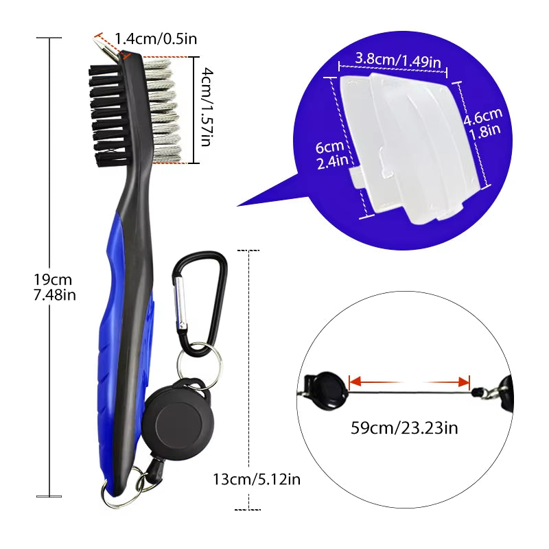 2-Sided Golf Club Groove Cleaning Brush – Iron, Wedge & Putter Cleaner Tool for Deep Groove Cleaning